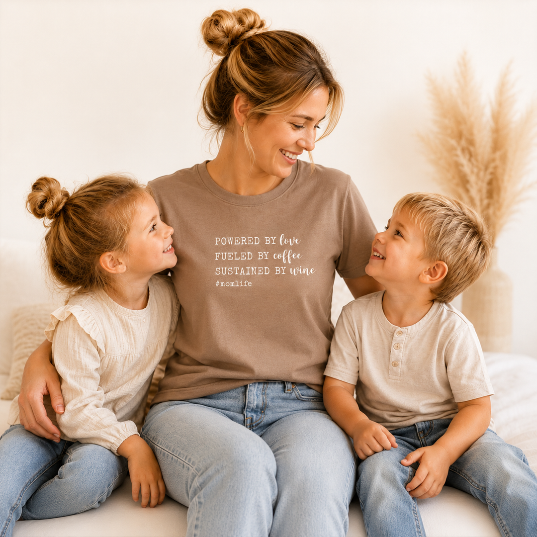 Moeder draagt #Momlife T-shirt met kinderen, comfortabel mama shirt als origineel cadeau voor moeder of aanstaande mama