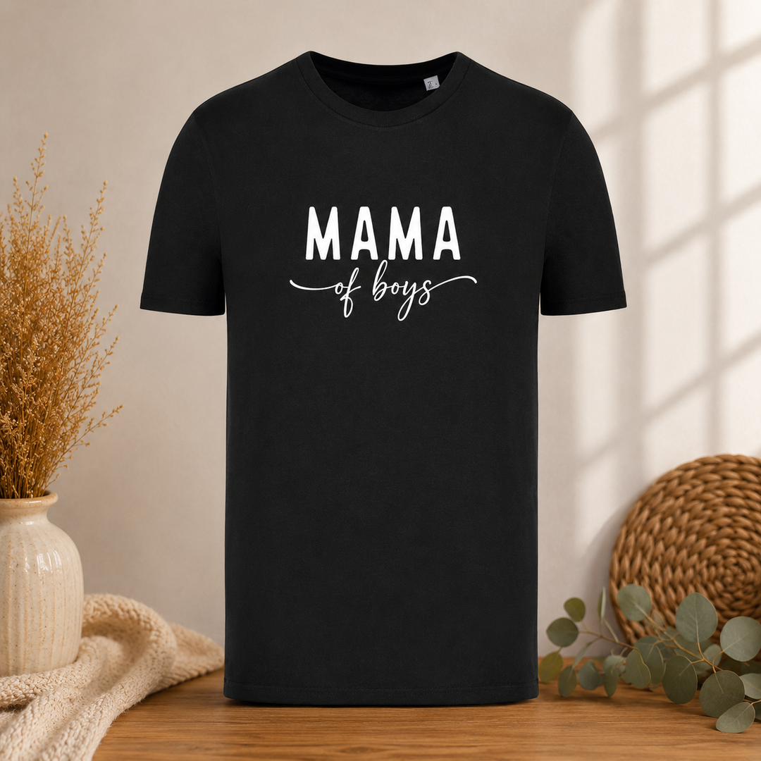 Zwart Mama of Boys T-shirt, leuk cadeau voor mama van jongens en aanstaande moeder van een zoon