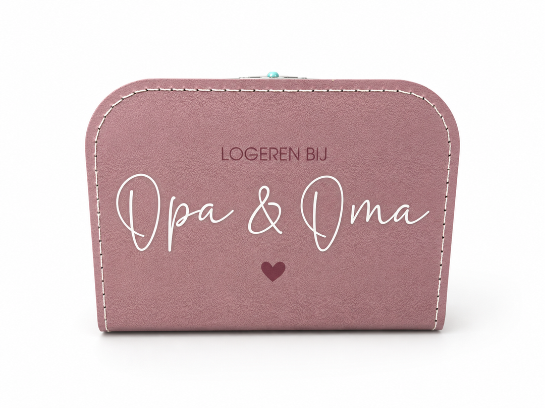 No Waste roze koffertje 25 cm met bestickering aan beide kanten en ernstige schade