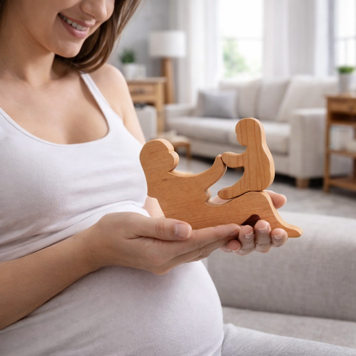 Houten moeder en baby