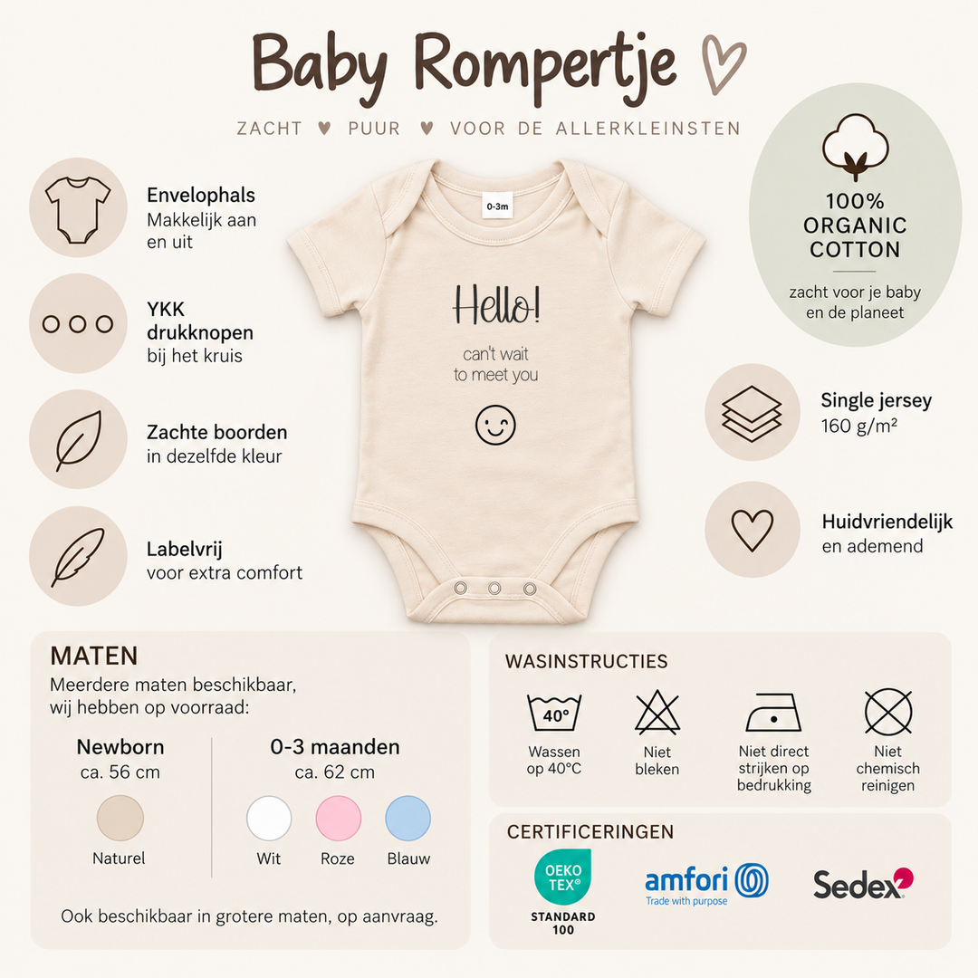 Baby romper met tekst – Hello! Can&