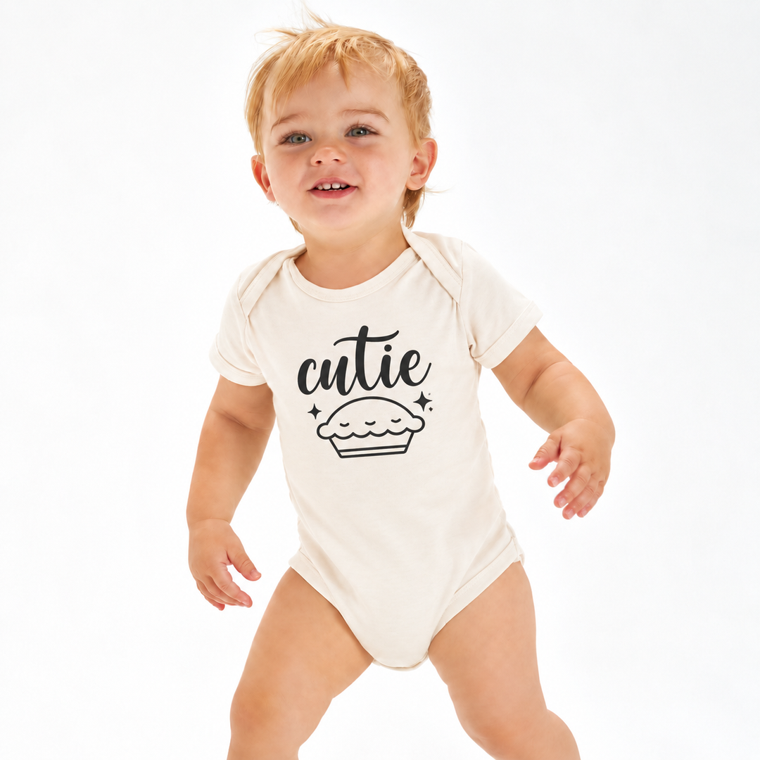 Baby romper with "Cutie" text – cute newborn gift