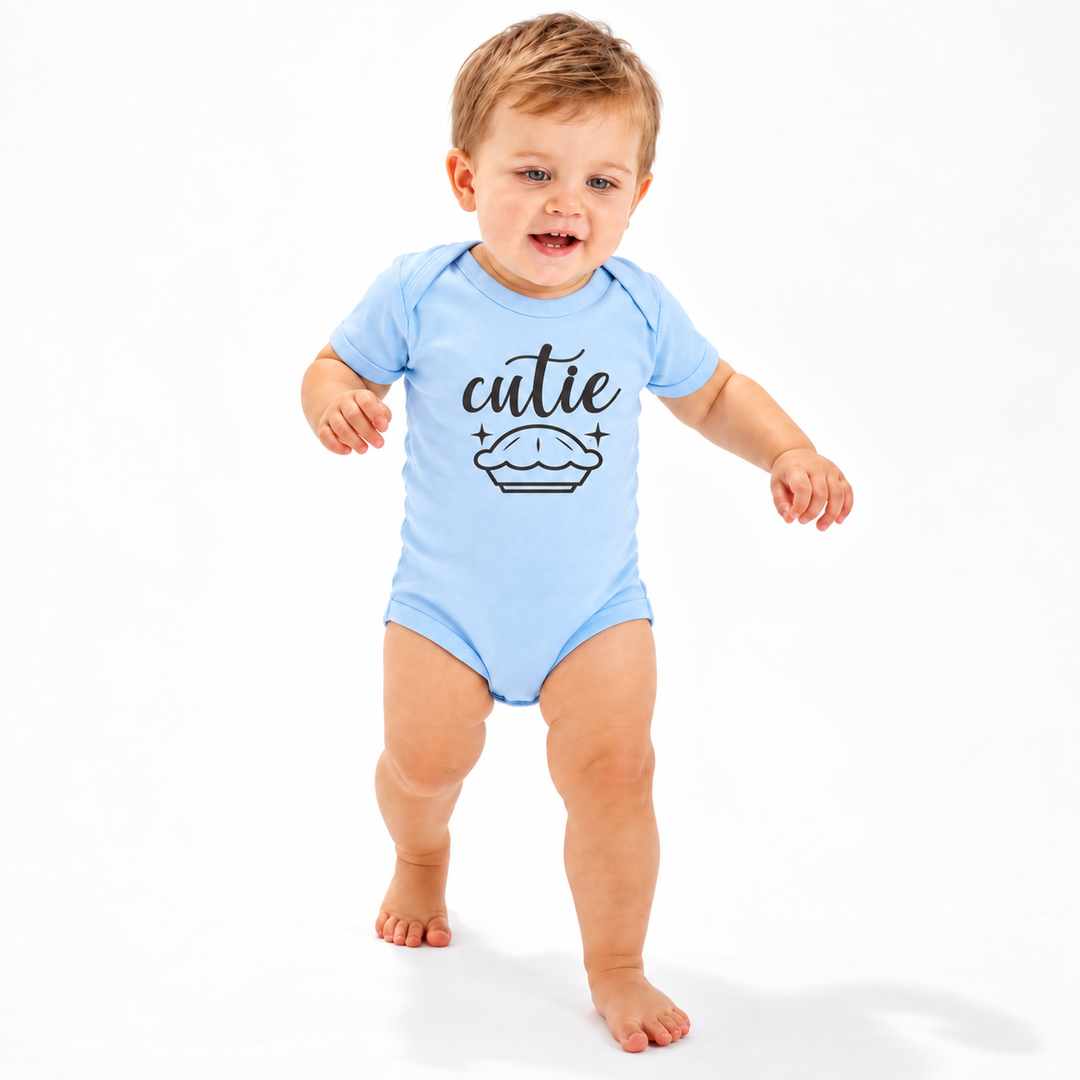 Baby romper with "Cutie" text – cute newborn gift