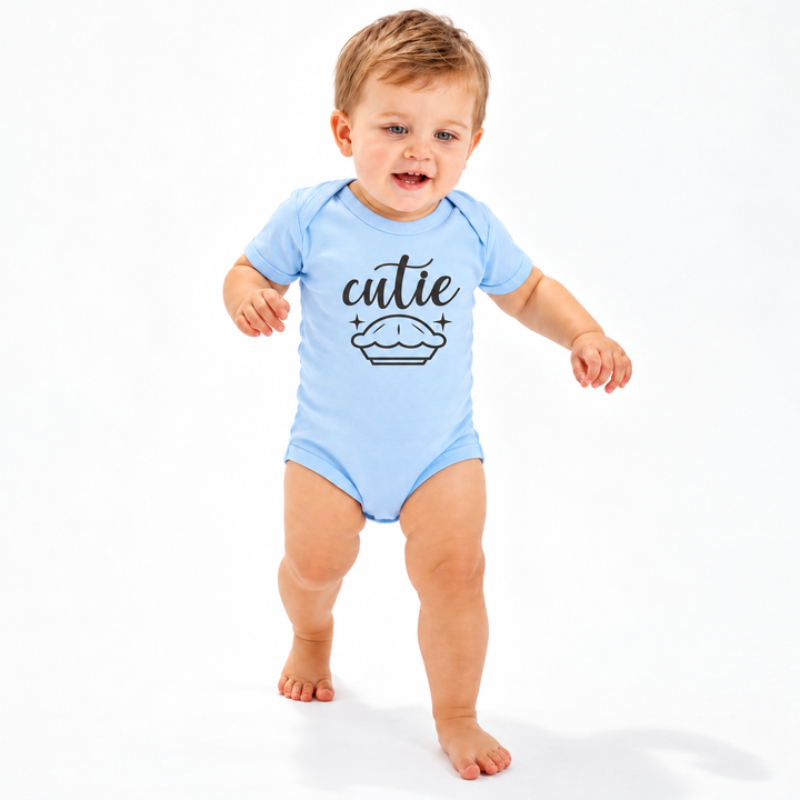 Baby romper with "Cutie" text – cute newborn gift