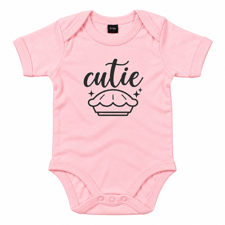 Baby romper with "Cutie" text – cute newborn gift