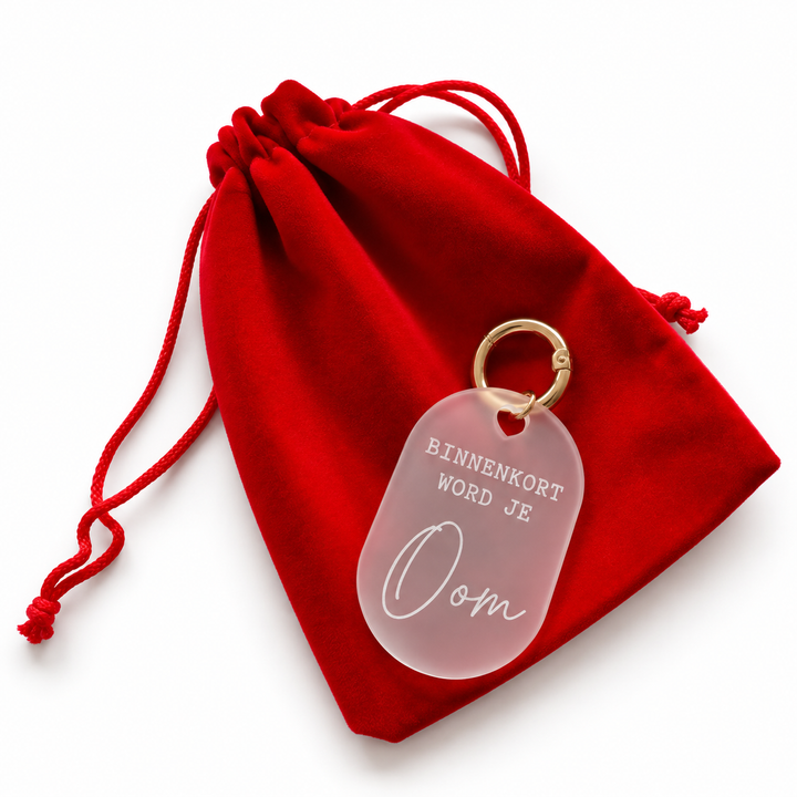 Sleutelhanger cadeau met tekst Binnenkort word je oom.