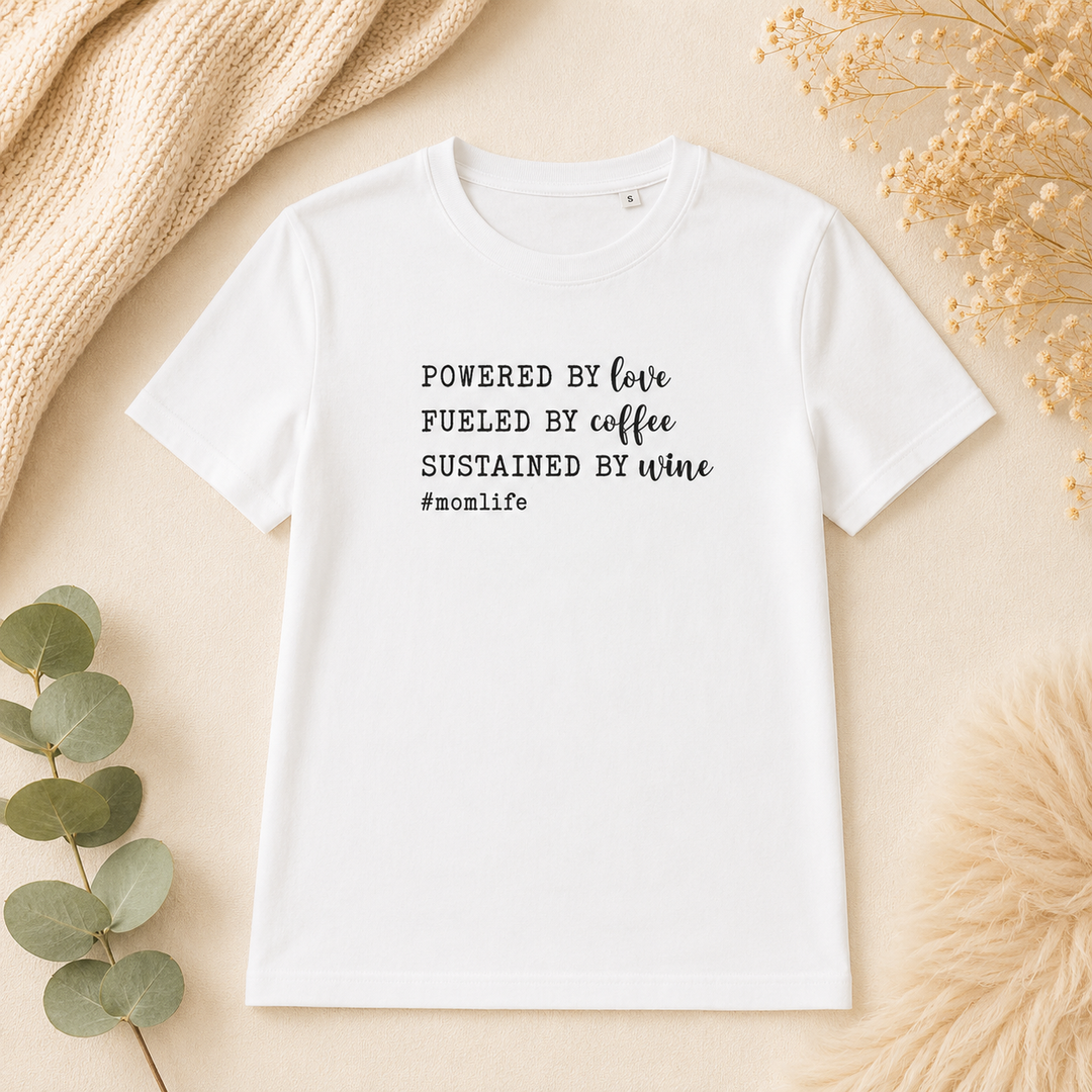Wit #Momlife T-shirt met humoristische tekst, leuk cadeau voor zwangere vrouw of babyshower
