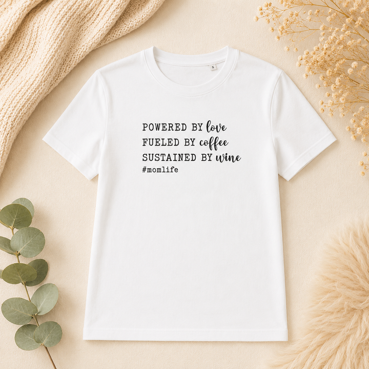 Wit #Momlife T-shirt met humoristische tekst, leuk cadeau voor zwangere vrouw of babyshower