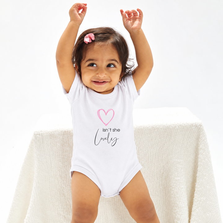 Witte romper meisje met roze hart en Isn&