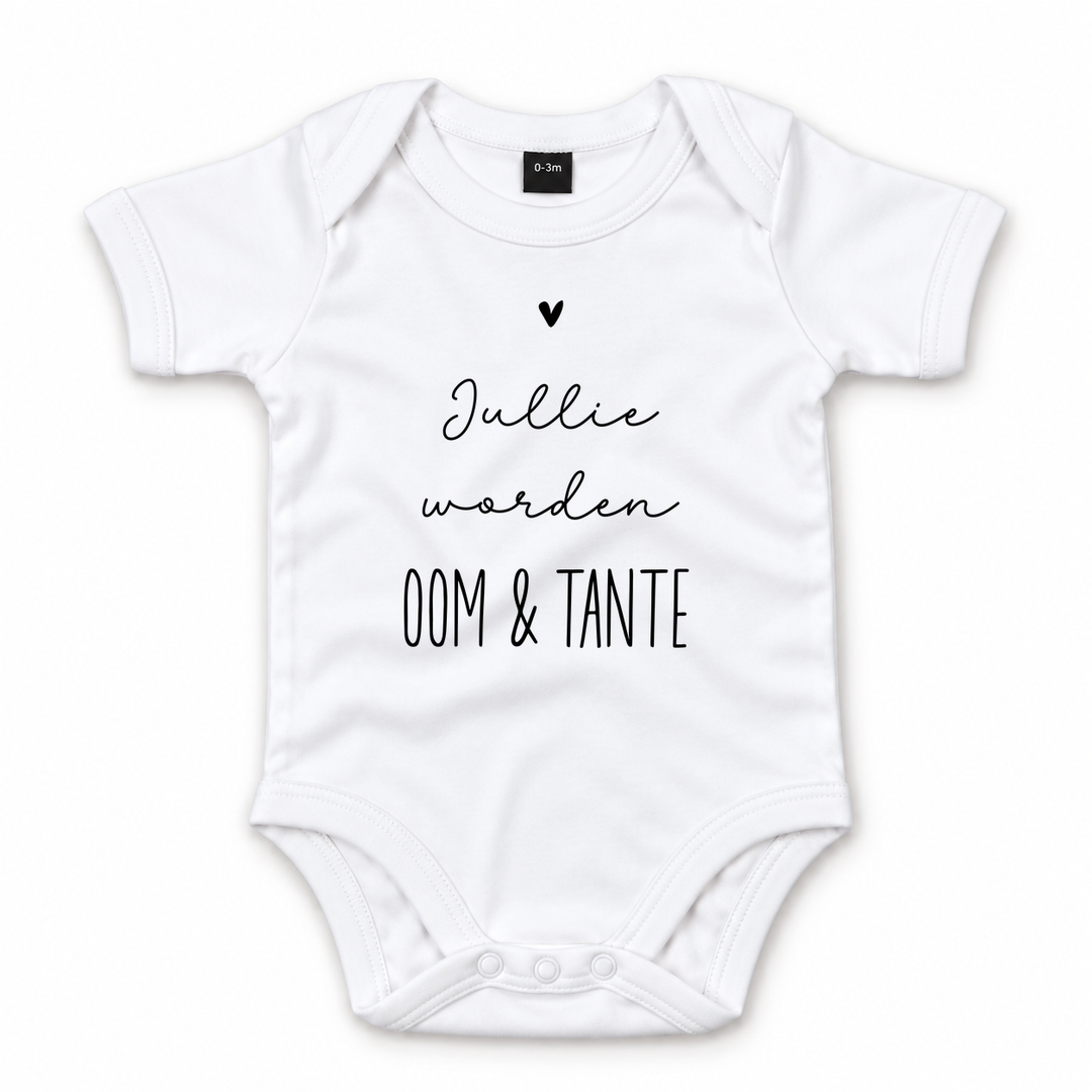 Witte romper met zwangerschapsaankondiging Jullie worden oom en tante.