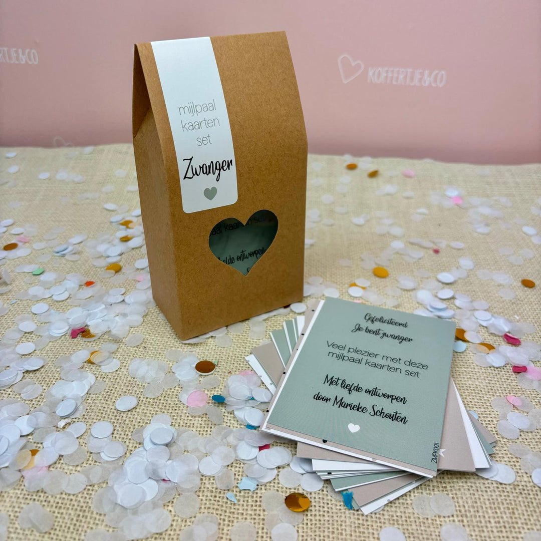 Verpakking van zwangerschaps mijlpaalkaarten met milestonecards, ideaal om je zwangerschap vast te leggen en te delen
