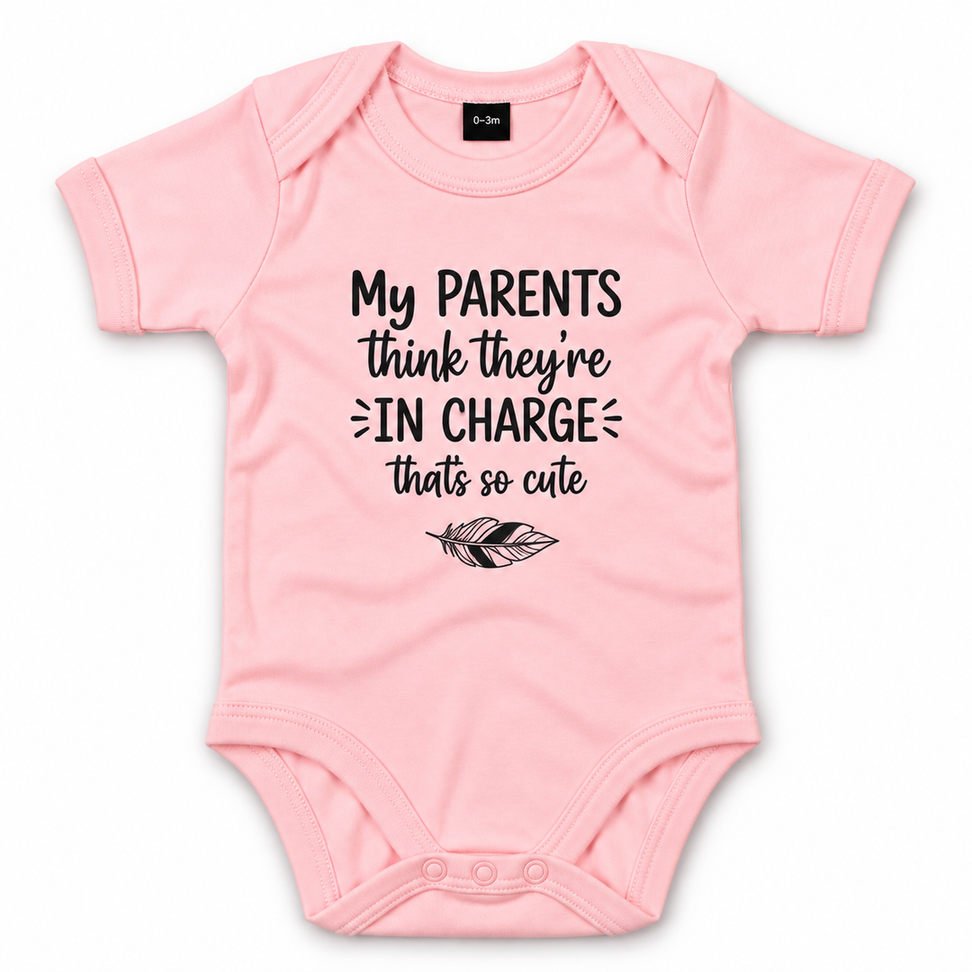 Roze baby rompertje met tekst My Parents Think They&