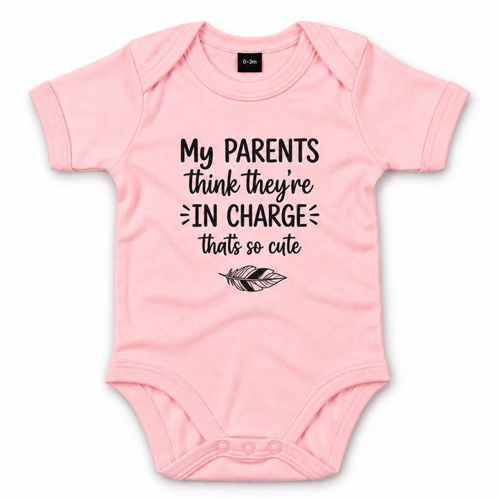 Roze baby rompertje met tekst My Parents Think They&