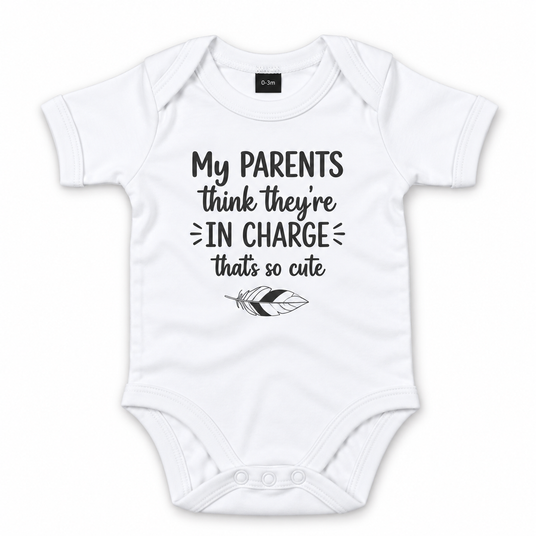 Wit baby rompertje met tekst My Parents Think They&