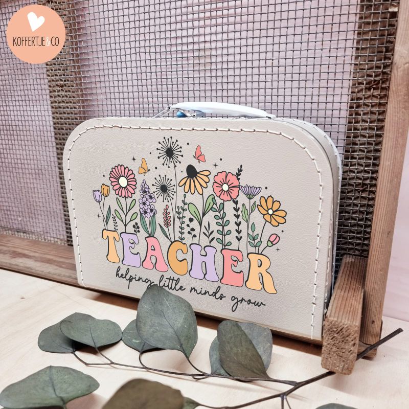cadeau juf koffertje teacher helping little minds grow bedankt juf juffendag afscheid juf