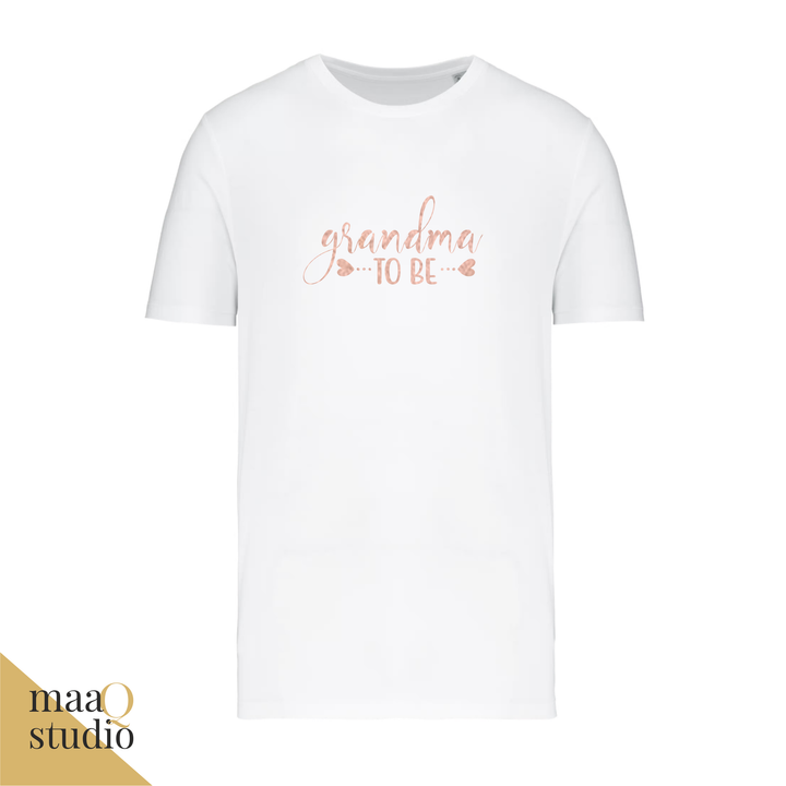 Wit oma shirt met roze Grandma to be opdruk en hartjes