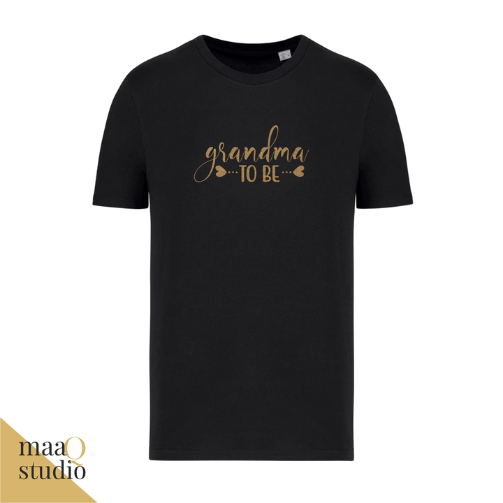 Zwart Grandma to be shirt met goudkleurige opdruk en hartjes