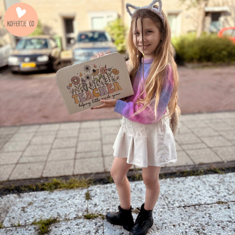 juffendag cadeau koffertje bedankt juf cadeautje afscheid juf cadeau voor de juf gepersonaliseerd cadeau juf