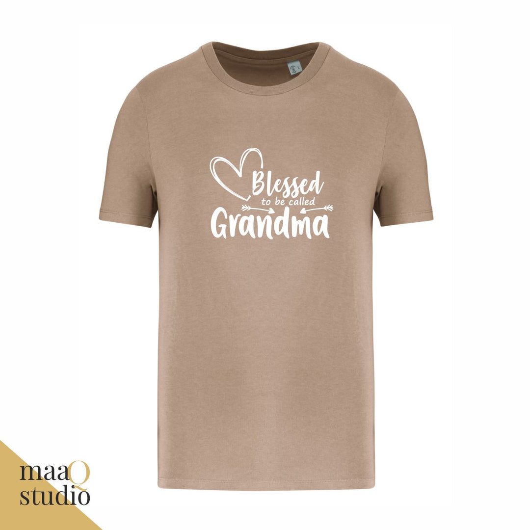 Bruin oma shirt met witte opdruk Blessed to be called Grandma