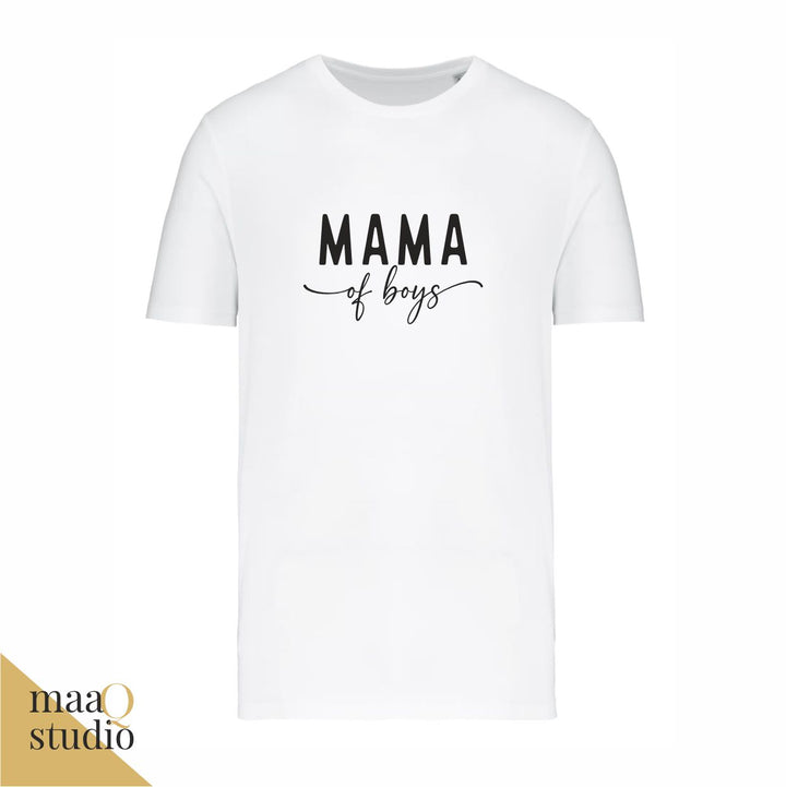 Wit T-shirt met zwarte opdruk Mama of Boys, origineel Moederdagcadeau voor een jongensmama